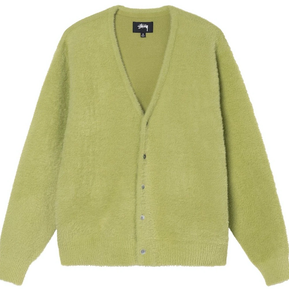 STUSSY Shaggy Cardigan Lime color Size Small